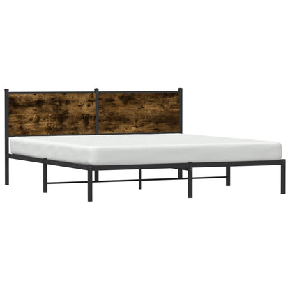 Estrutura de cama com cabeceira 183x213cm metal carvalho fumado