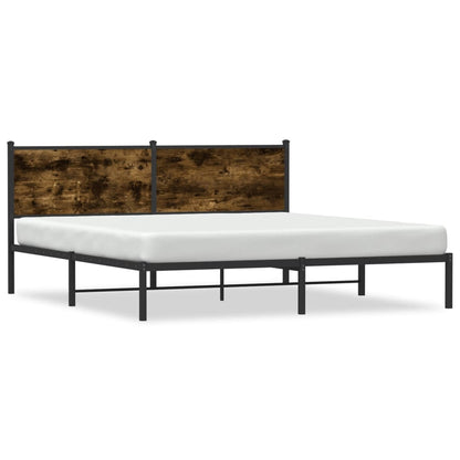 Estrutura de cama com cabeceira 183x213cm metal carvalho fumado