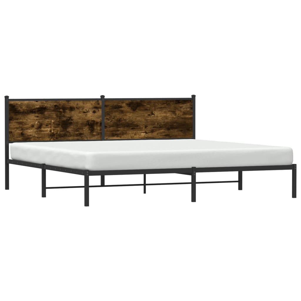 Estrutura de cama com cabeceira 193x203cm metal carvalho fumado