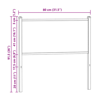 Cabeceira de cama 75cm derivados de madeira/aço carvalho fumado