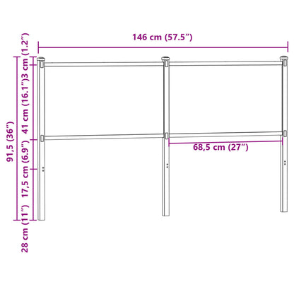 Cabeceira de cama 140 cm derivados madeira/aço carvalho fumado