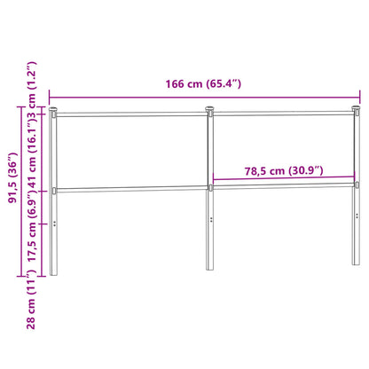 Cabeceira de cama 160 cm derivados madeira/aço carvalho fumado