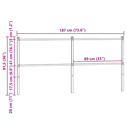 Cabeceira de cama 180 cm derivados madeira/aço carvalho fumado