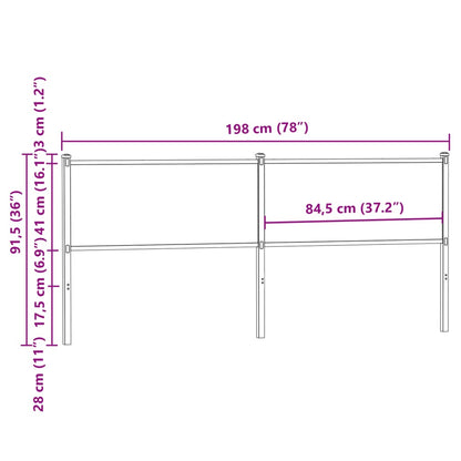 Cabeceira de cama 190 cm derivados madeira/aço carvalho fumado