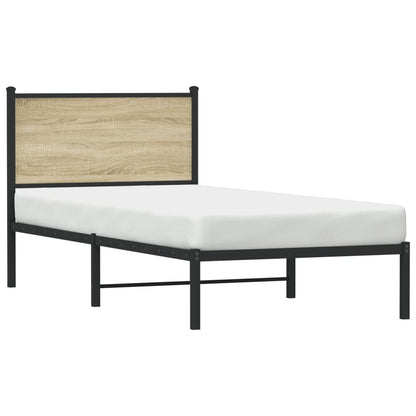 Estrutura de cama com cabeceira 75x190 cm metal carvalho sonoma