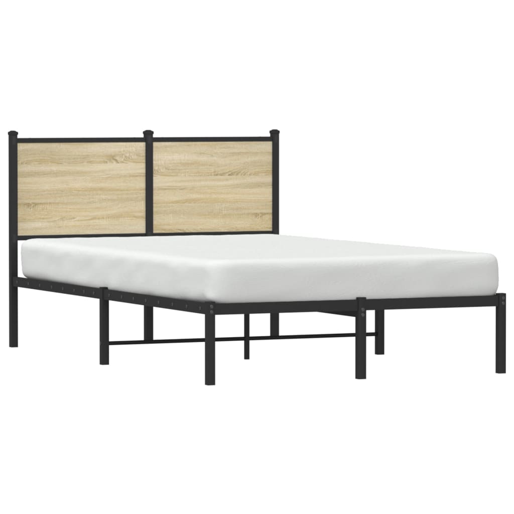 Estrutura de cama com cabeceira 120x190cm metal carvalho sonoma