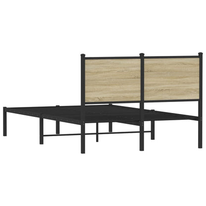 Estrutura de cama com cabeceira 120x190cm metal carvalho sonoma