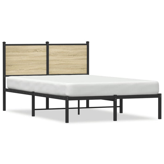 Estrutura de cama com cabeceira 120x190cm metal carvalho sonoma