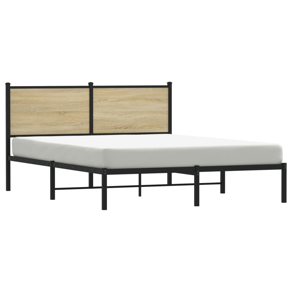 Estrutura de cama com cabeceira 137x190cm metal carvalho sonoma