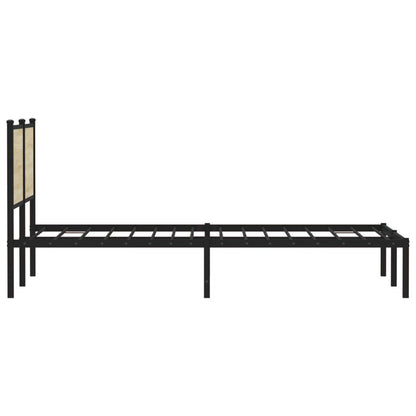 Estrutura de cama com cabeceira 137x190cm metal carvalho sonoma