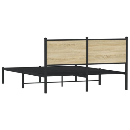 Estrutura de cama com cabeceira 137x190cm metal carvalho sonoma