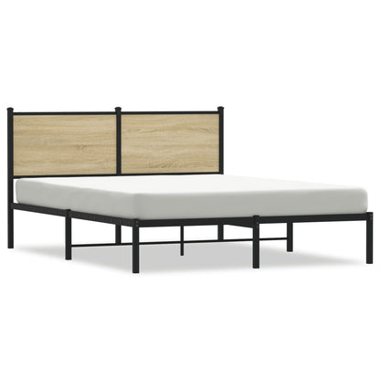 Estrutura de cama com cabeceira 137x190cm metal carvalho sonoma