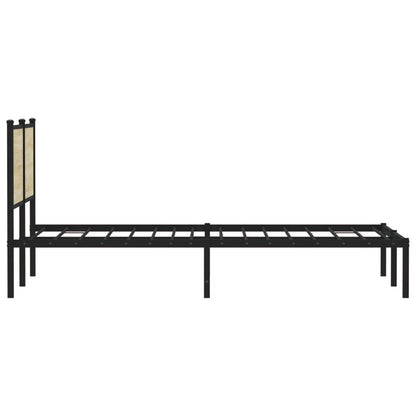 Estrutura de cama com cabeceira 140x190cm metal carvalho sonoma