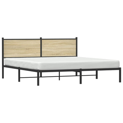 Estrutura de cama com cabeceira 180x200cm metal carvalho sonoma