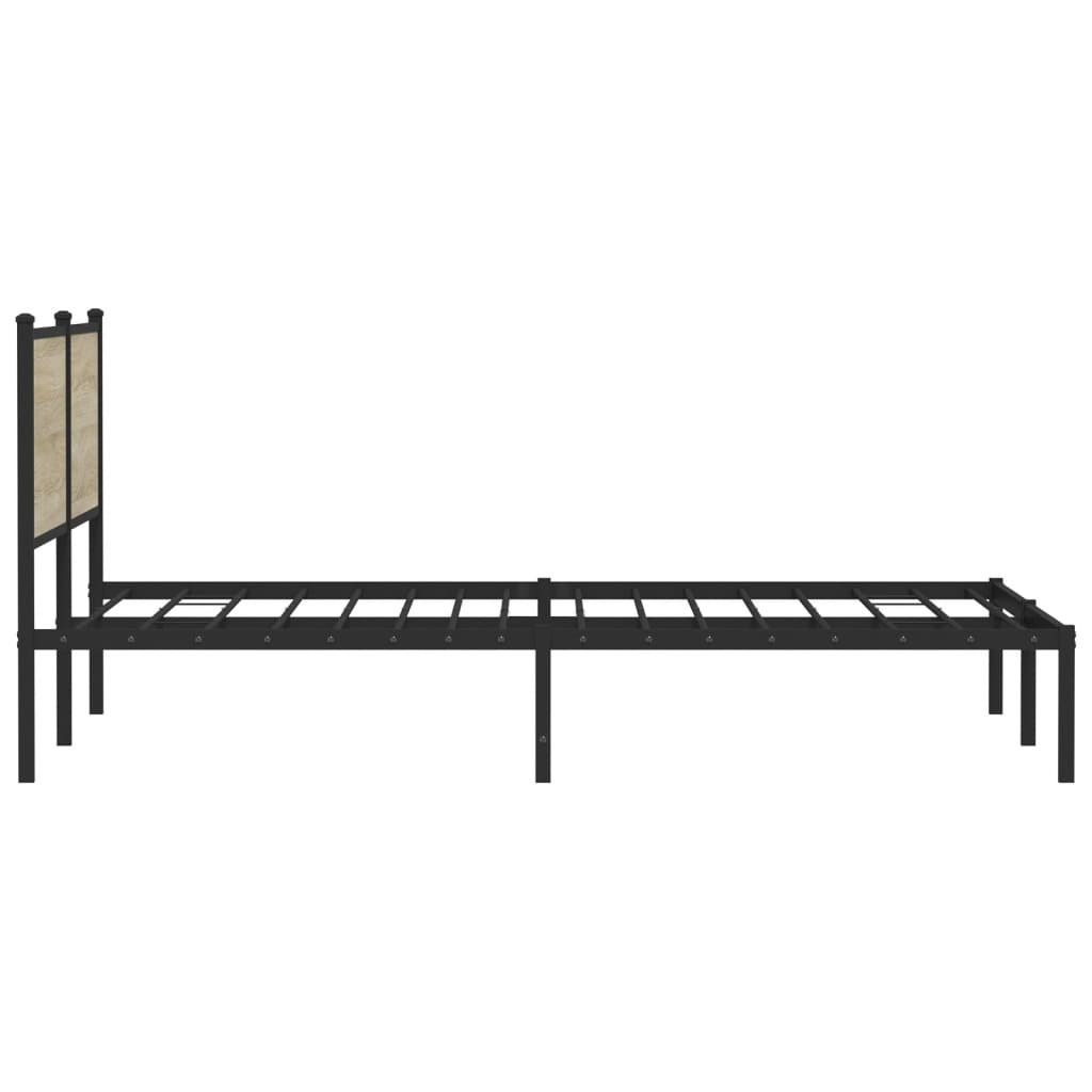 Estrutura de cama com cabeceira 180x200cm metal carvalho sonoma