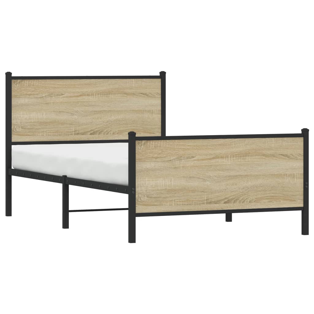 Estrutura de cama sem colchão 107x203 cm metal carvalho sonoma