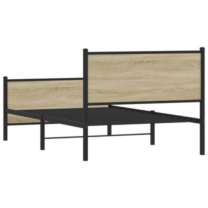 Estrutura de cama sem colchão 107x203 cm metal carvalho sonoma