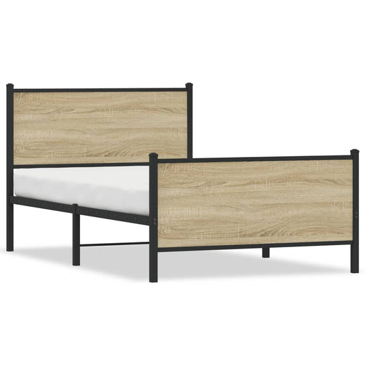 Estrutura de cama sem colchão 107x203 cm metal carvalho sonoma