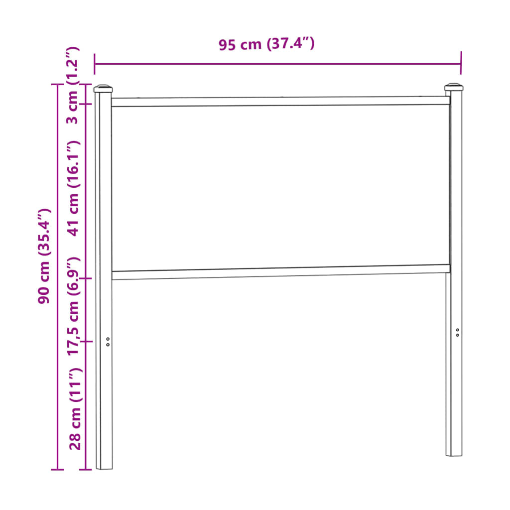 Cabeceira de cama 90cm derivados de madeira/aço carvalho sonoma