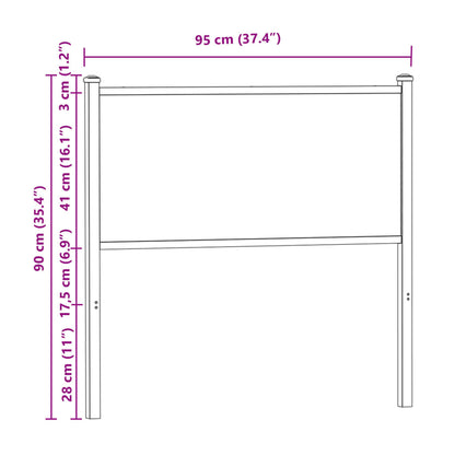 Cabeceira de cama 90cm derivados de madeira/aço carvalho sonoma