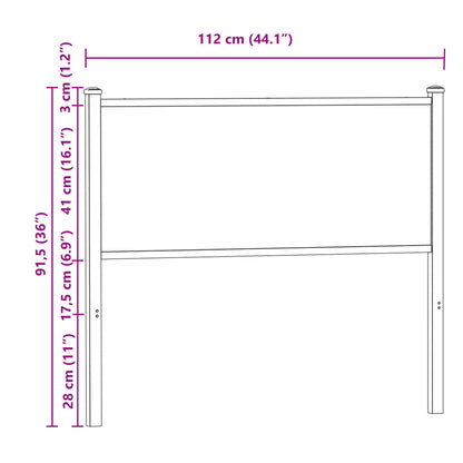 Cabeceira de cama 107 cm derivados madeira/aço carvalho sonoma