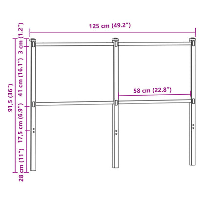 Cabeceira de cama 120 cm derivados madeira/aço carvalho sonoma