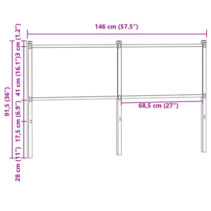 Cabeceira de cama 140 cm derivados madeira/aço carvalho sonoma