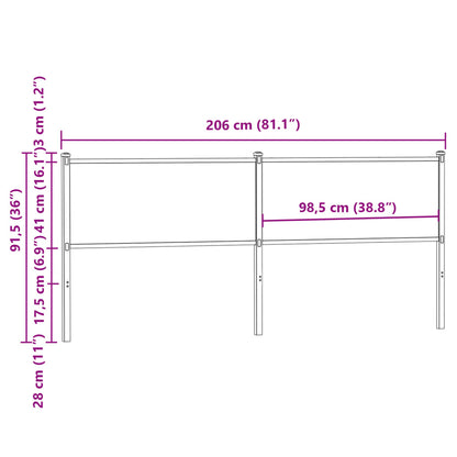 Cabeceira de cama 200 cm derivados madeira/aço carvalho sonoma