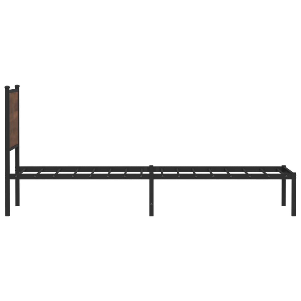 Estrutura cama com cabeceira 75x190 cm metal carvalho castanho