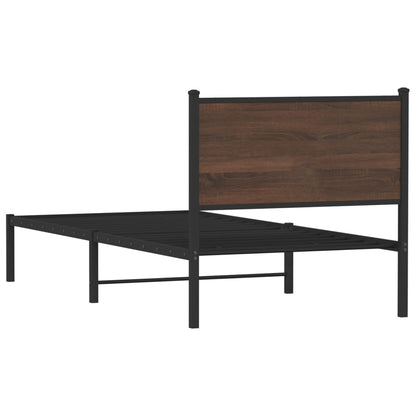 Estrutura cama com cabeceira 75x190 cm metal carvalho castanho