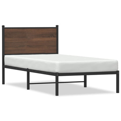 Estrutura cama com cabeceira 80x200 cm metal carvalho castanho