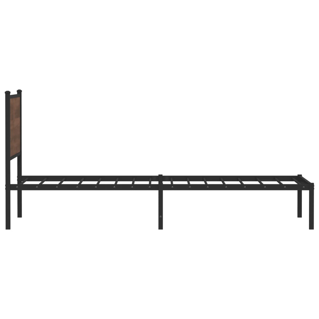 Estrutura cama com cabeceira 75x190 cm metal carvalho castanho