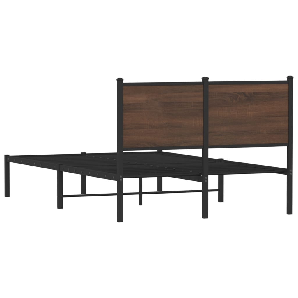 Estrutura cama com cabeceira 120x190cm metal carvalho castanho