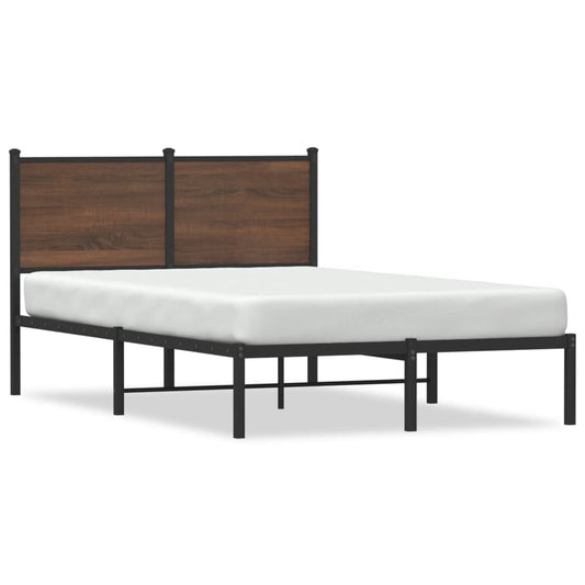 Estrutura cama com cabeceira 120x190cm metal carvalho castanho