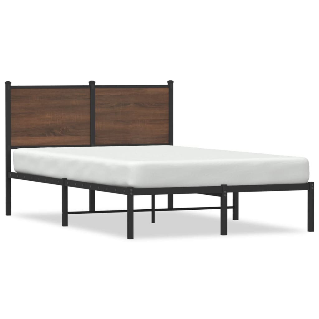 Estrutura cama com cabeceira 120x190cm metal carvalho castanho