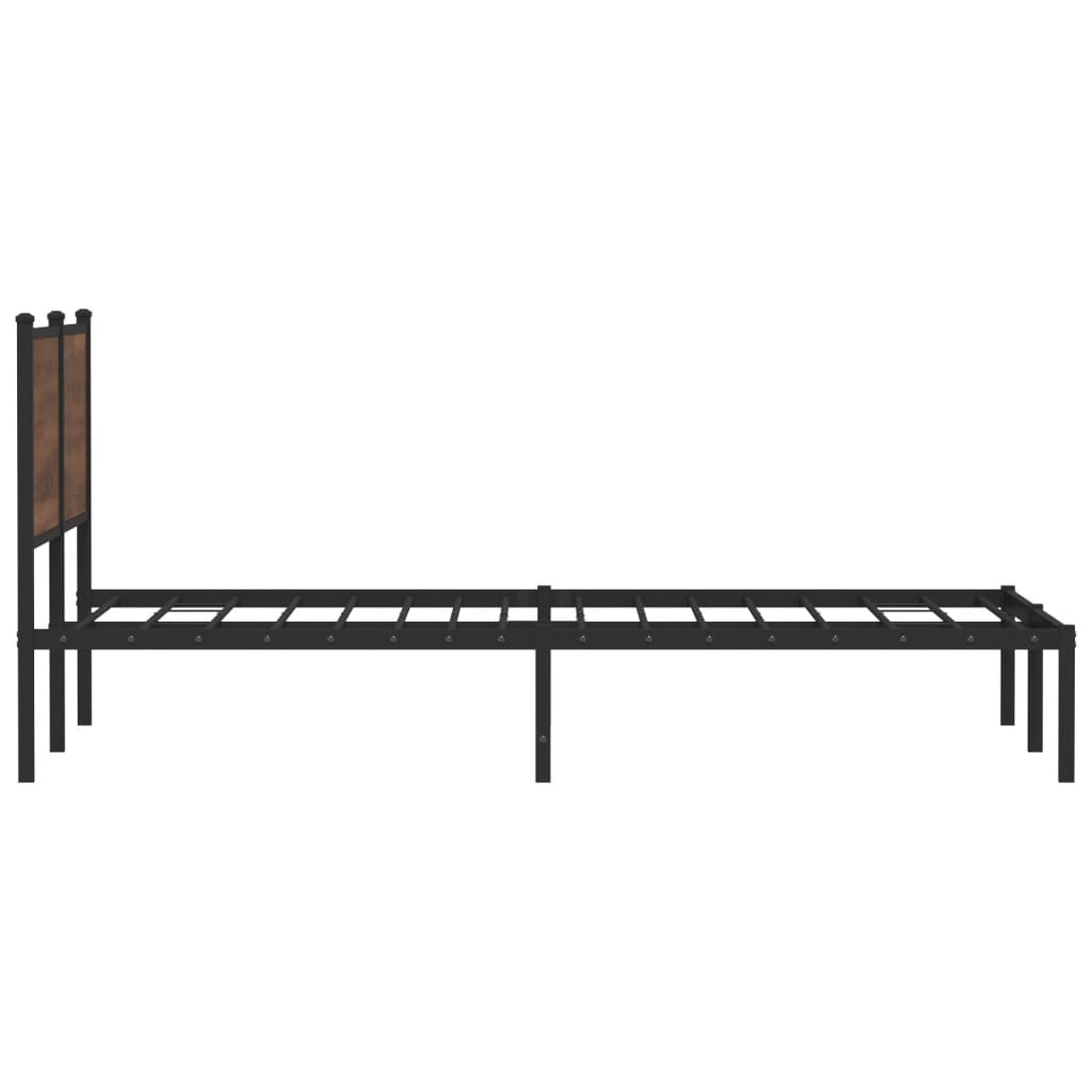 Estrutura cama com cabeceira 137x190 cm metal carvalho castanho