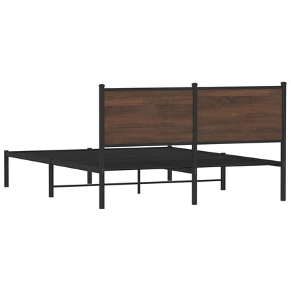 Estrutura cama com cabeceira 137x190 cm metal carvalho castanho