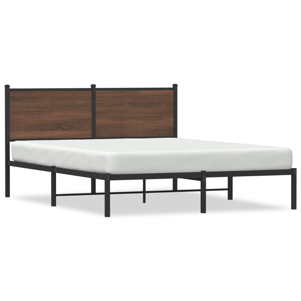 Estrutura cama com cabeceira 137x190 cm metal carvalho castanho