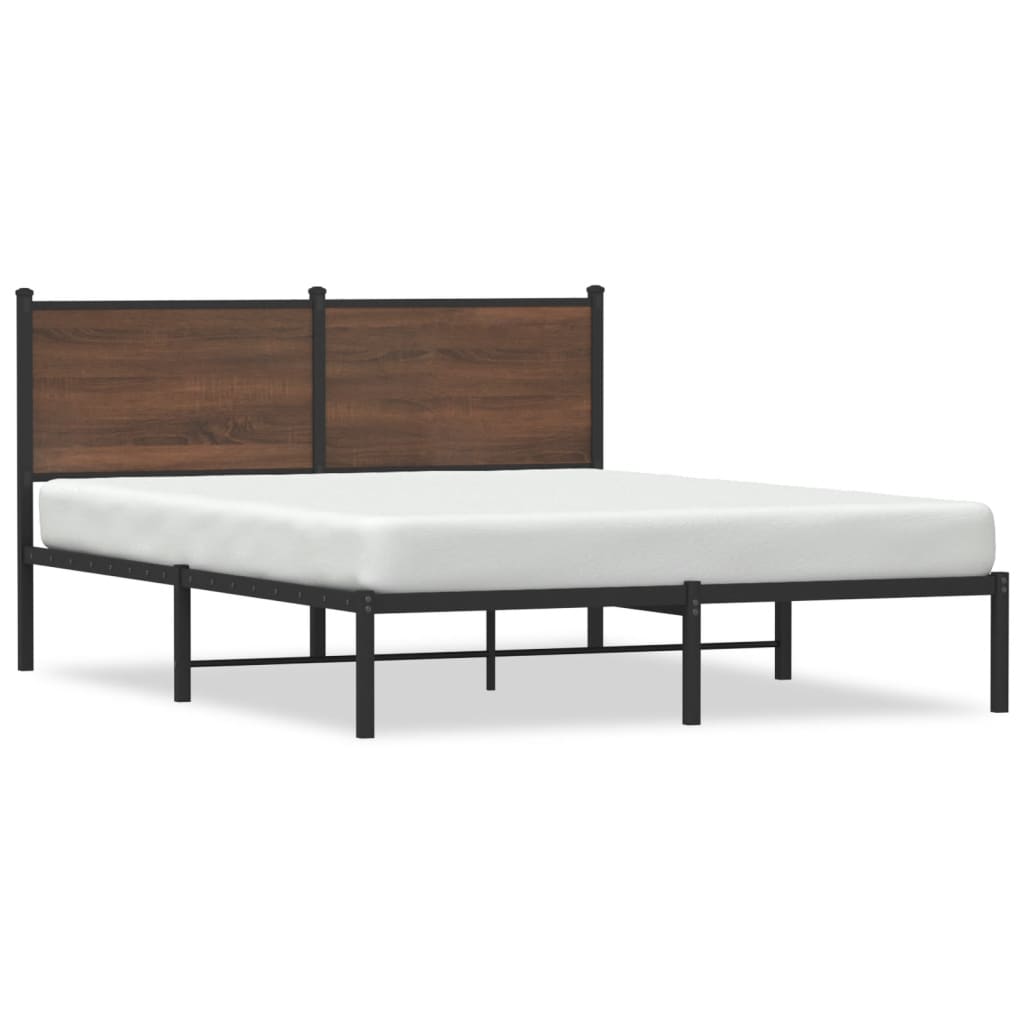 Estrutura cama com cabeceira 140x190cm metal carvalho castanho