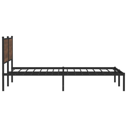 Estrutura cama com cabeceira 193x203 cm metal carvalho castanho