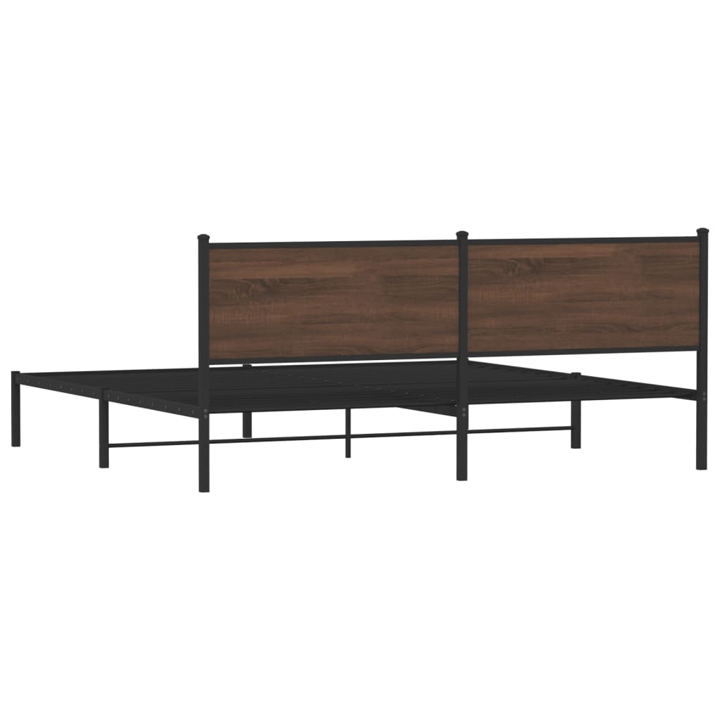 Estrutura cama com cabeceira 193x203 cm metal carvalho castanho