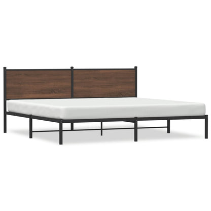 Estrutura cama com cabeceira 193x203 cm metal carvalho castanho