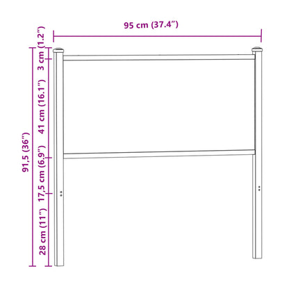 Cabeceira de cama 90 cm derivados madeira/aço carvalho castanho