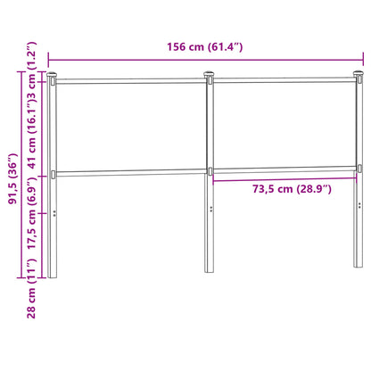 Cabeceira de cama 150cm derivados madeira/aço carvalho castanho