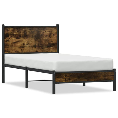 Estrutura de cama com cabeceira 90x190 cm metal carvalho fumado