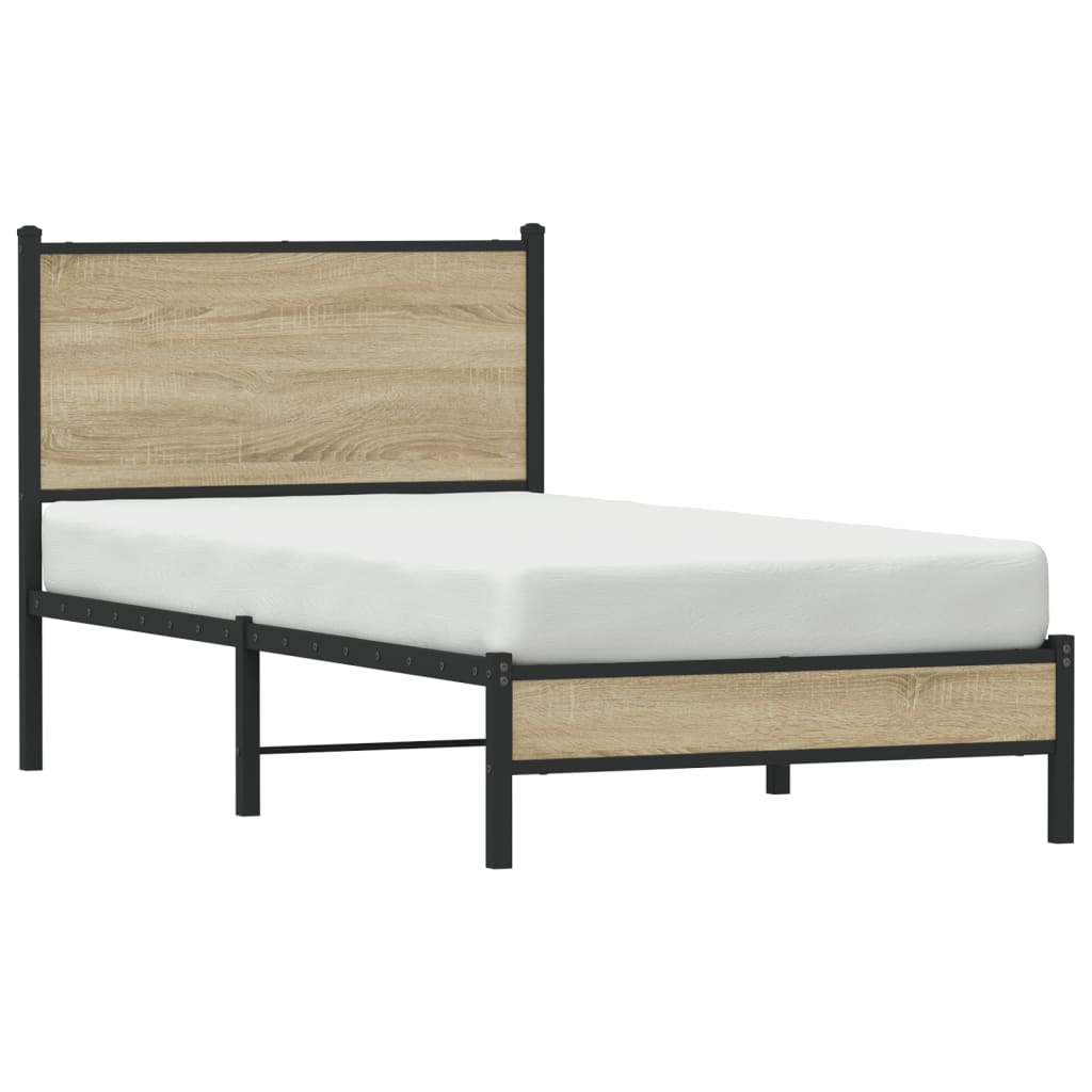 Estrutura de cama sem colchão 75x190 cm metal carvalho sonoma