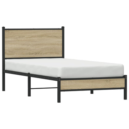 Estrutura de cama sem colchão 75x190 cm metal carvalho sonoma