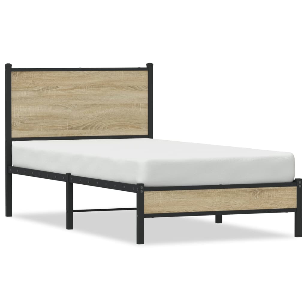 Estrutura de cama sem colchão 75x190 cm metal carvalho sonoma