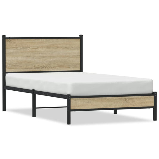 Estrutura de cama sem colchão 100x190 cm metal carvalho sonoma