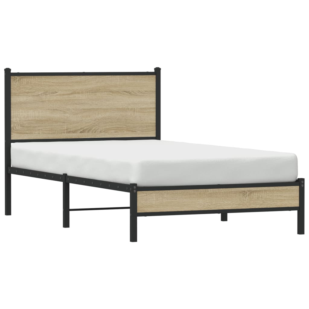 Estrutura de cama sem colchão 107x203 cm metal carvalho sonoma